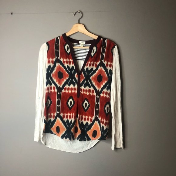 Anthropologie Tops - Anthropologie tiny blouse brown cream xs